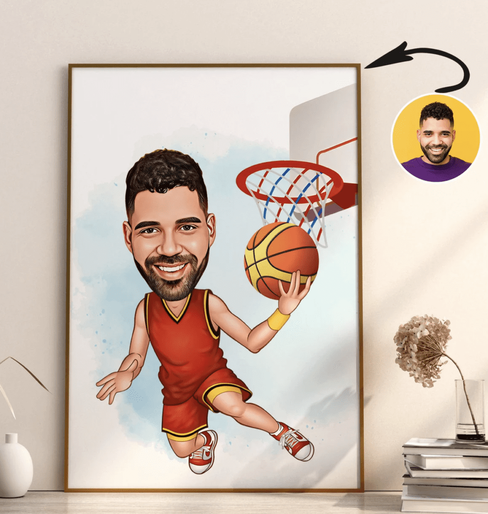 basketball portrait custom valentine's day gifts